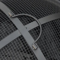 Braciere camino fuoco esterno rotondo in metallo attizzatoio griglia e maniglia diametro 45 cm grigio