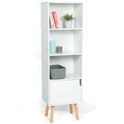 IDMarket - EMMIE Libreria scandinava bianca con ripiano portaoggetti e colonna