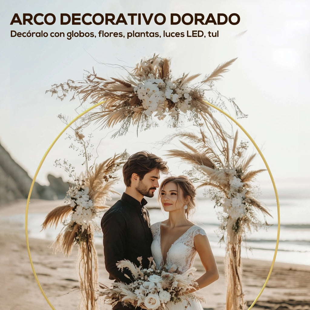 Arco da Giardino in Metallo per Rose e Matrimoni ¨C zephmum ¨C Dorato 230x28x234 cm