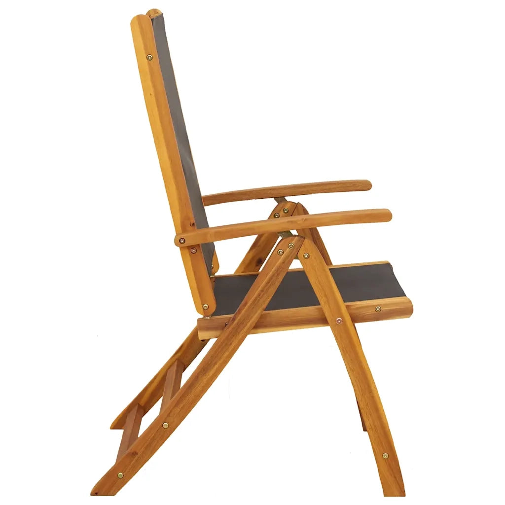 Set Pranzo da Giardino 5pz Legno Massello di Acacia e Textilene