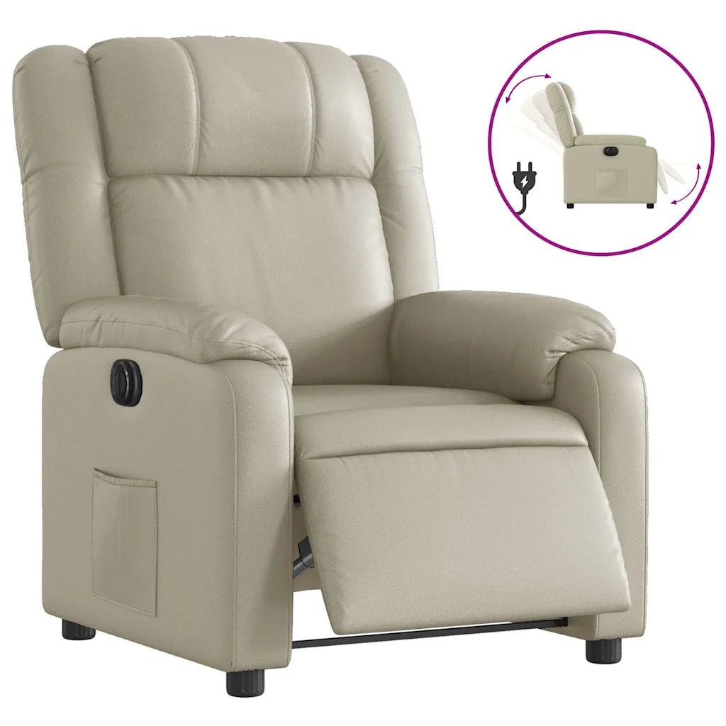 Divano Sedia-Poltrona Reclinabile Elettrica Crema in Similpelle 770189