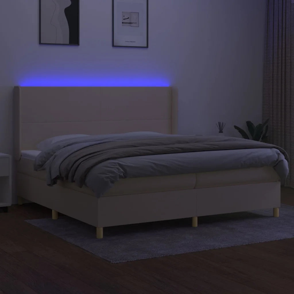 Letto a Molle Materasso e LED bianco 200x200cm in Tessuto 3138746