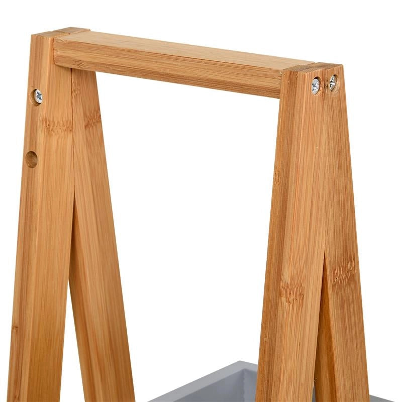 SCAFFALE BAGNO IN MDF E BAMBÙ CON 3 MENSOLE 30 X 18 X 81 CM GRIGIO