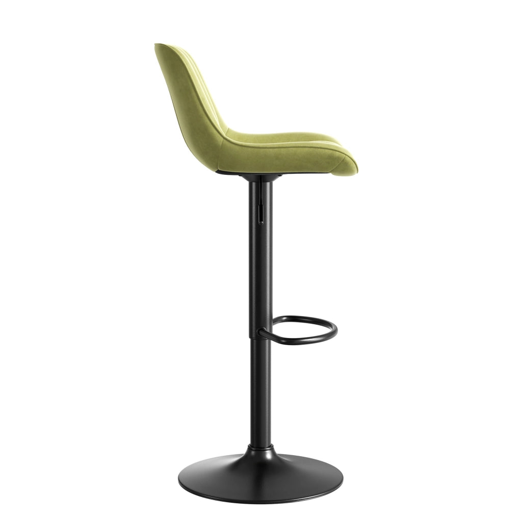 Sgabello da bar girevole in velluto con altezza regolabile, schienale ergonomico e seduta confortevole, verde