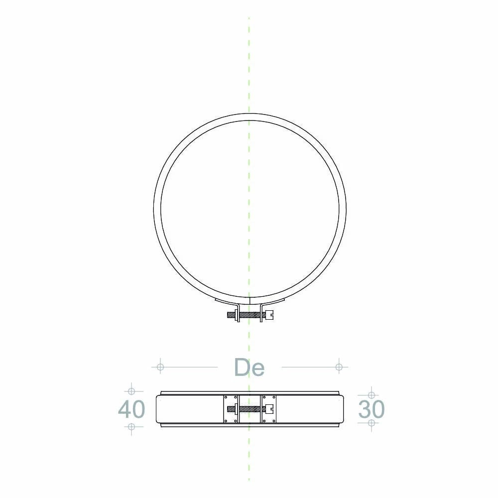Fascetta di bloccaggio coprigiunto inox per tubo doppia parete - 1pz, diametro 130mm