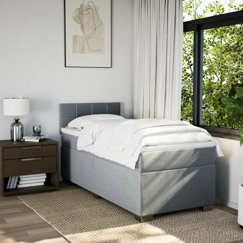 vidaXL Giroletto a Molle con Materasso Grigio Chiaro 90x190 cm Tessuto