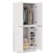 Armadio con 2 ante e vani interni - per camera da letto - in legno - 70×40×170 cm - bianco