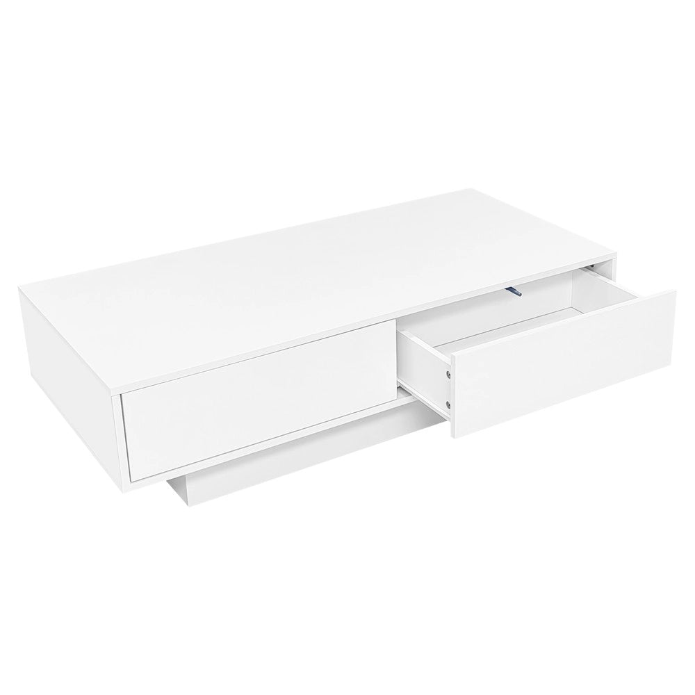 Tavolino da Salotto con LED e Cassetti ¨C Xylo ¨C Bianco Lucido 115x55x34