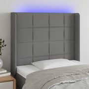 Testiera a LED-Testata con LED Grigio Scuro 93x16x118/128 cm in Tessuto 125647