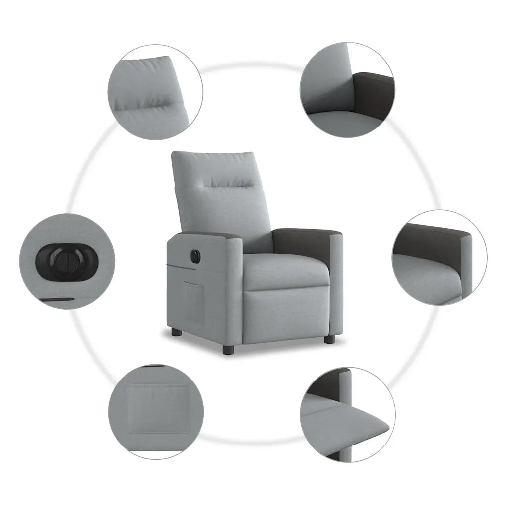 Poltrona Elettrica Reclinabile-Divano Sedia Grigio Chiaro in Tessuto 103345