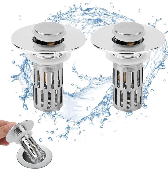 Stopperi di emergenza per docce 2 pezzi universali, per scarico 2,8-3,2cm, cattura capelli e filtro per scarico, per vasche da bagno e scarichi di pavimento