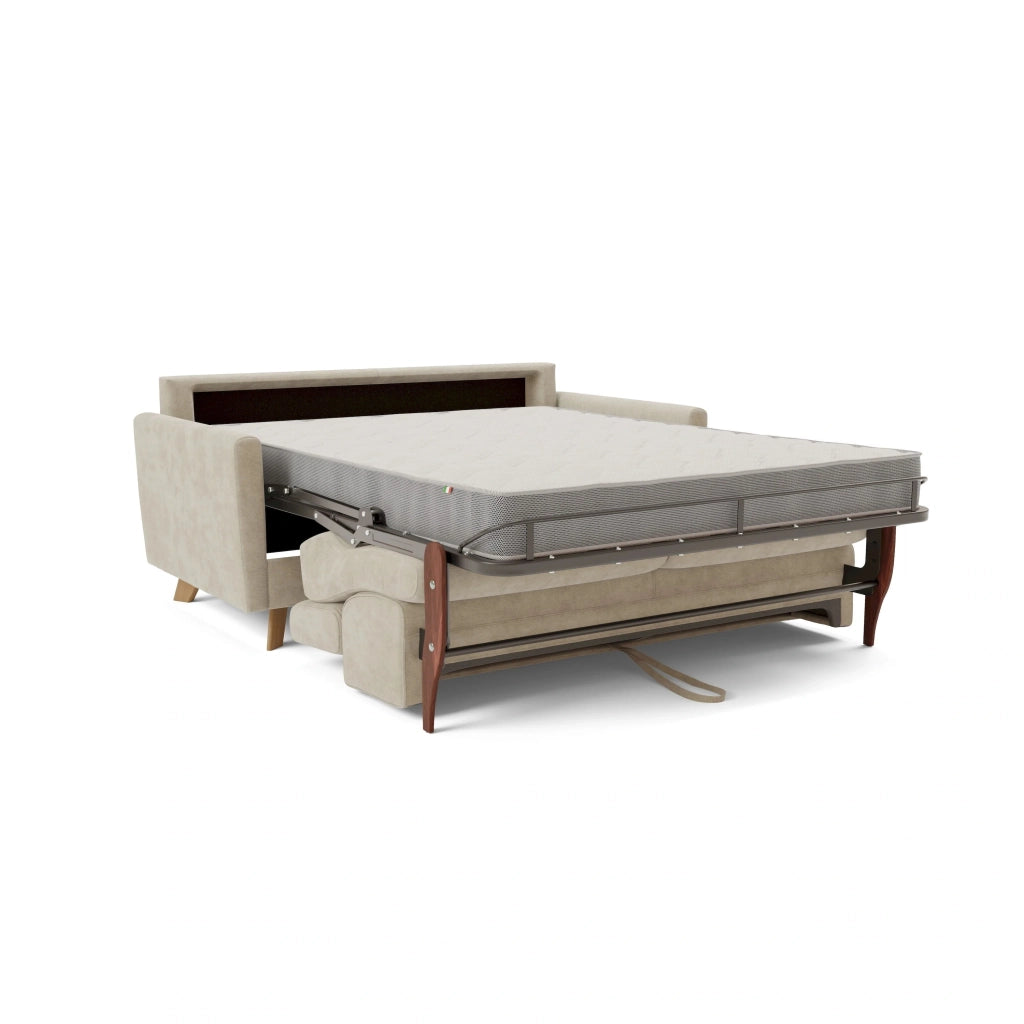 Francy Divano letto matrimoniale con poggiatesta regolabili in tessuto impermeabile e smacchiabile T17 180 cm (mat. 140x197) panna