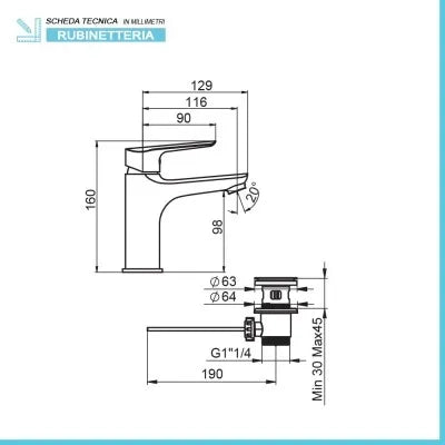 Set miscelatori lavabo bidet e doccia incasso cromati Artis Punta+ piletta inclusa