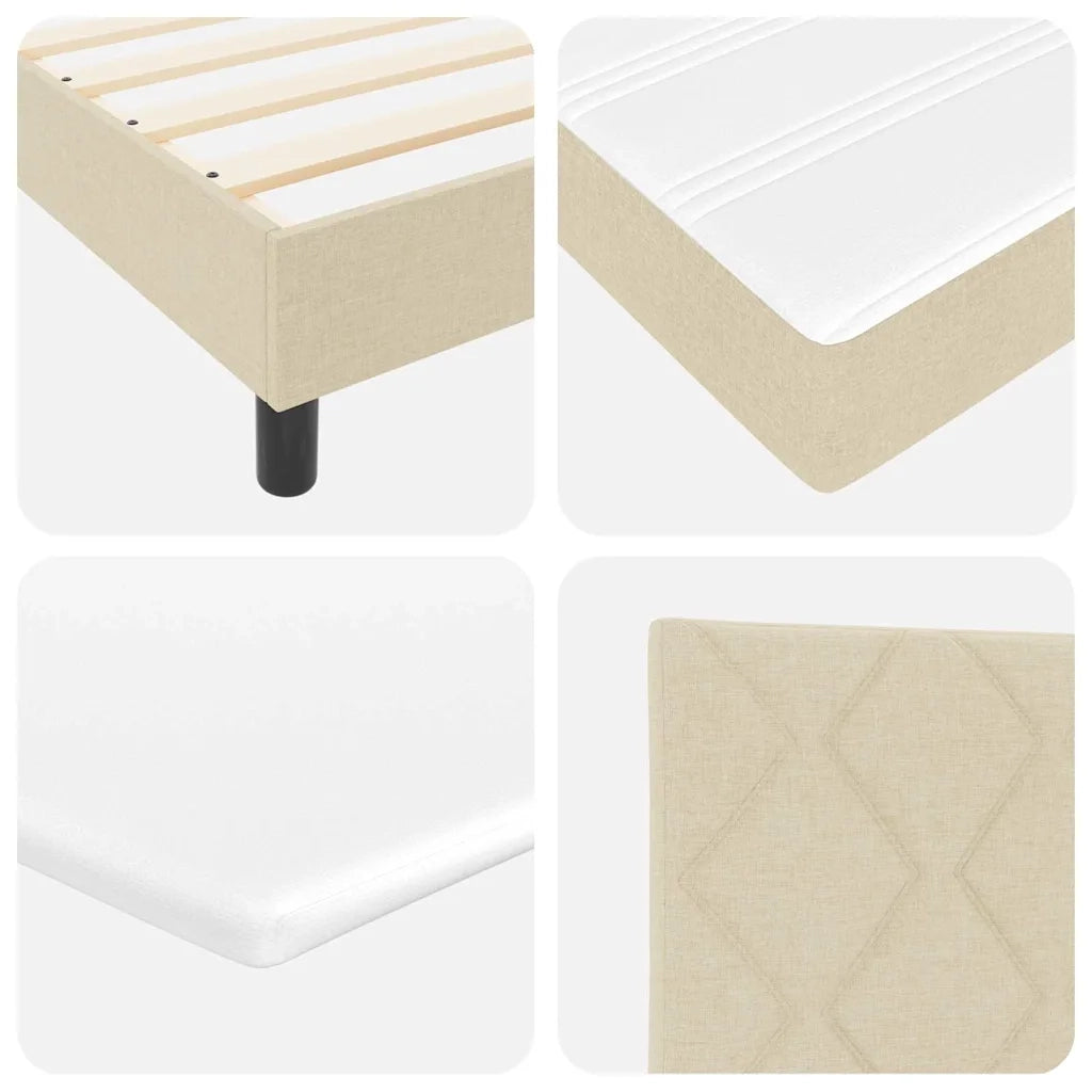 Letto a molle con materasso Crema 160 x 200 cm Tessuto 3340099