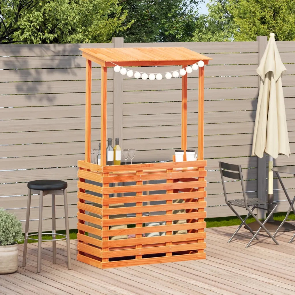 Tavolo Bar da Esterno con Tetto Marrone 112,5x57x195,5 cm Legno 844641