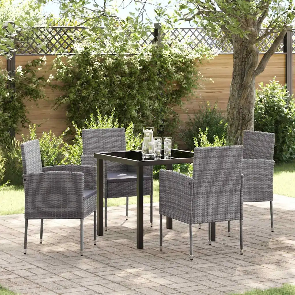 Set da Pranzo per Giardino con cuscino 5 pcs Grigio polyrattan 3380058