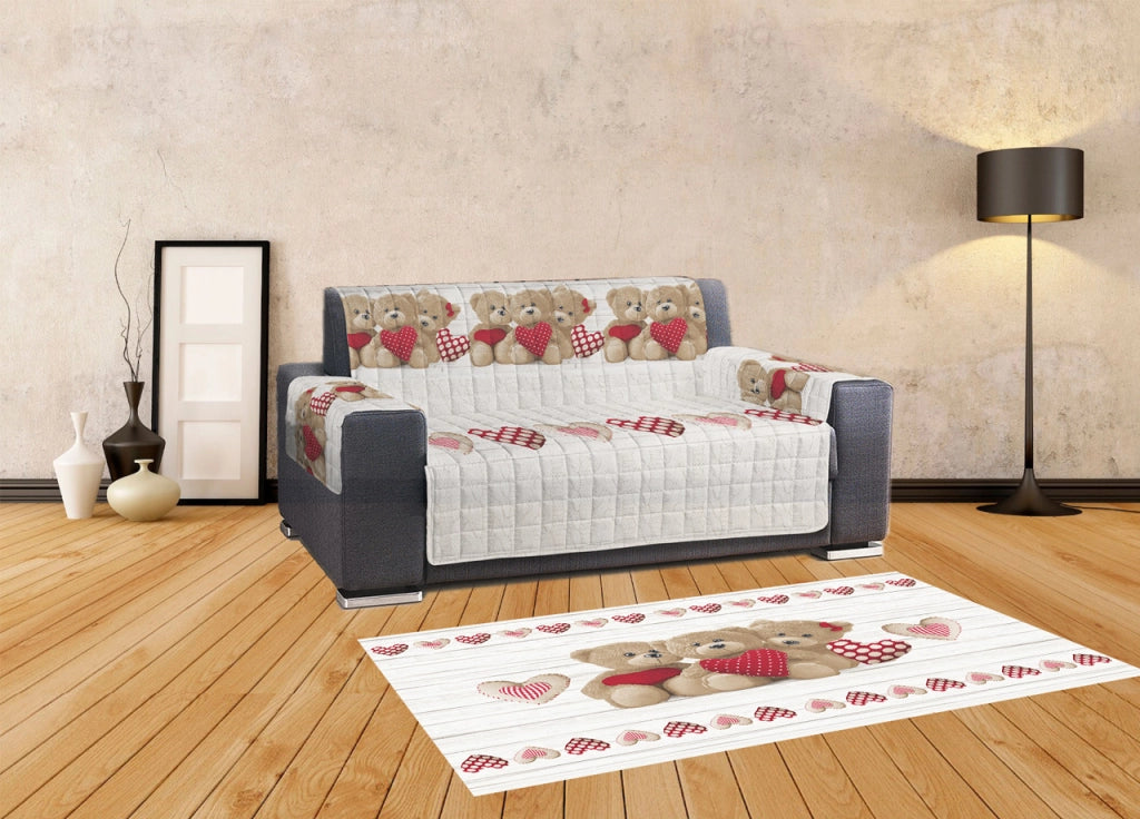 Tappeto Antiscivolo In Stampa Digitale Linea Pensieri Delicati Dis. New Orsetti - 70x115 - Rosso