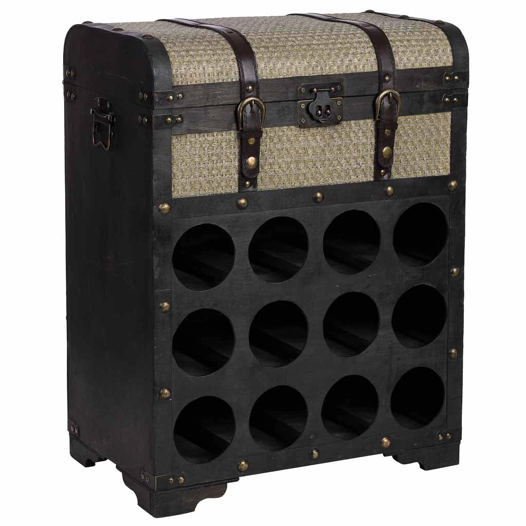 Baule portabottiglie in legno marrone 45x28x59h cm