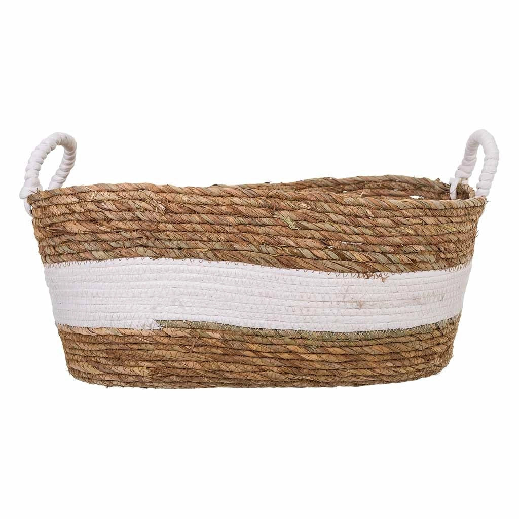 Navicella in fibra naturale marrone 47x35x20h