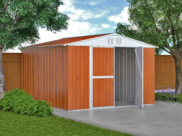 Deposito attrezzi box acciaio capanno lamiera zincata 327x269cm x h 215cm - 132 kg - 8,80mq LEGNO