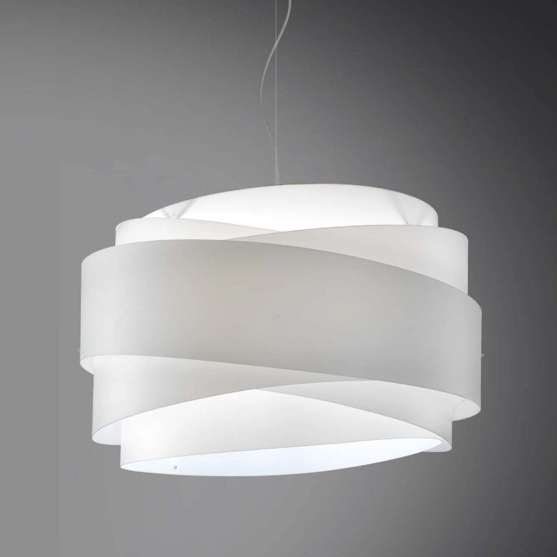 Lampadario a sospensione in Polilux BEA tre luci Bianco diametro 60x h38 cm