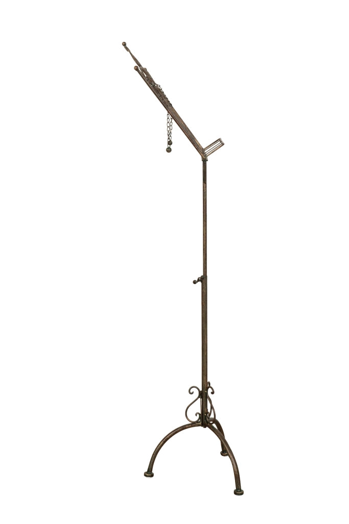 Biscottini Leggio da terra in ferro battuto pieno finitura ruggine anticata L46xPR32xH90-170 cm