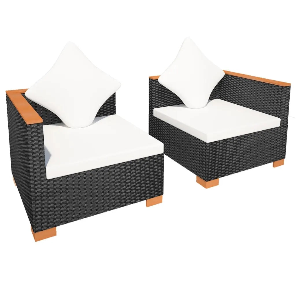 Divano da Giardino in Polyrattan Nero 42754