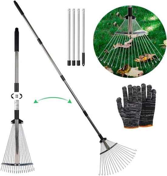 Racchetto Regolabile con Manico 215 cm Rasoio per Giardino Rasoio per Giardino con Guanti Rasoio per Giardino per Pulire Piante e Giardino