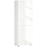 Dispensa Cucina con 4 Ante, 3 Ripiani Regolabili e Mensole a 5 Livelli in MDF e Truciolato, 60x35x170 cm, Bianco