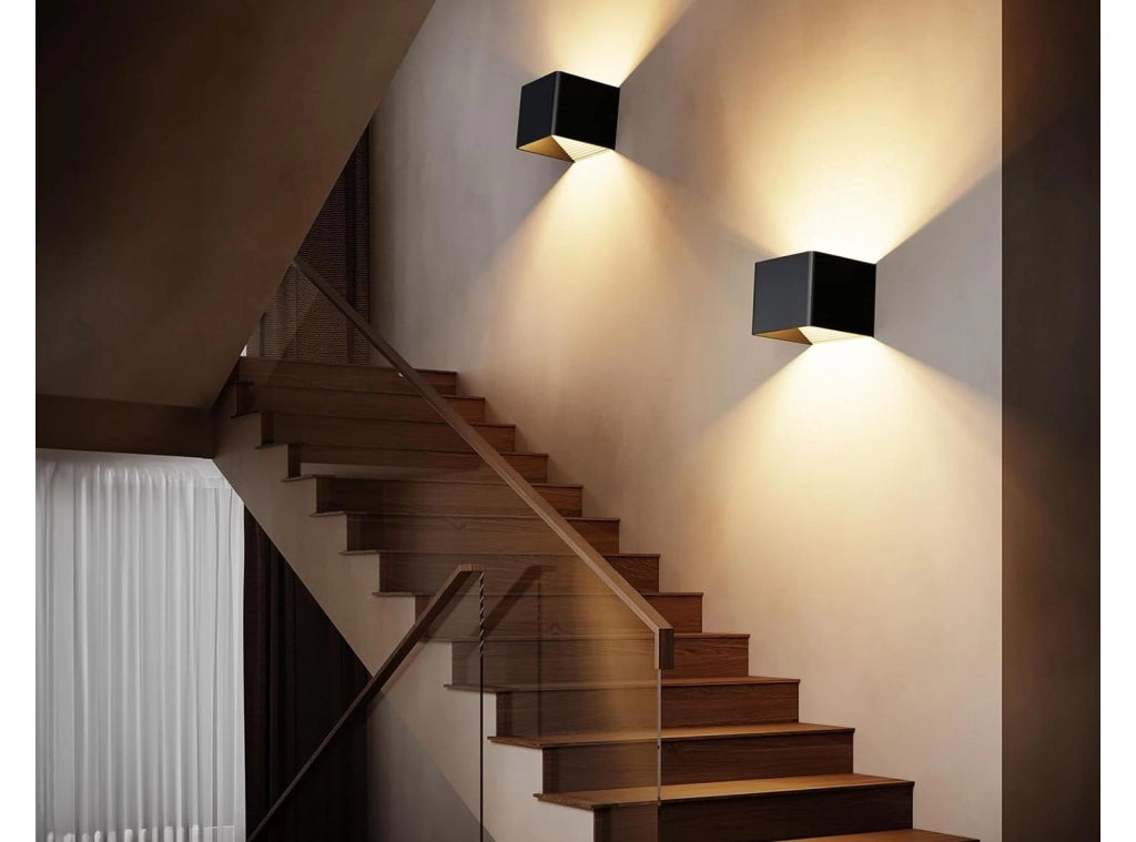 4 Lampade da Parete per Interni HANDSONIC Luce Calda 3000K 7W Illuminazione per Soggiorno Camera Corridoio Scale Nero