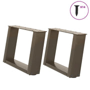 Gambe per Tavolino da CaffÃ¨ a Forma di U 2 pz Acciaio Naturale 40x(30-31) cm Acciaio