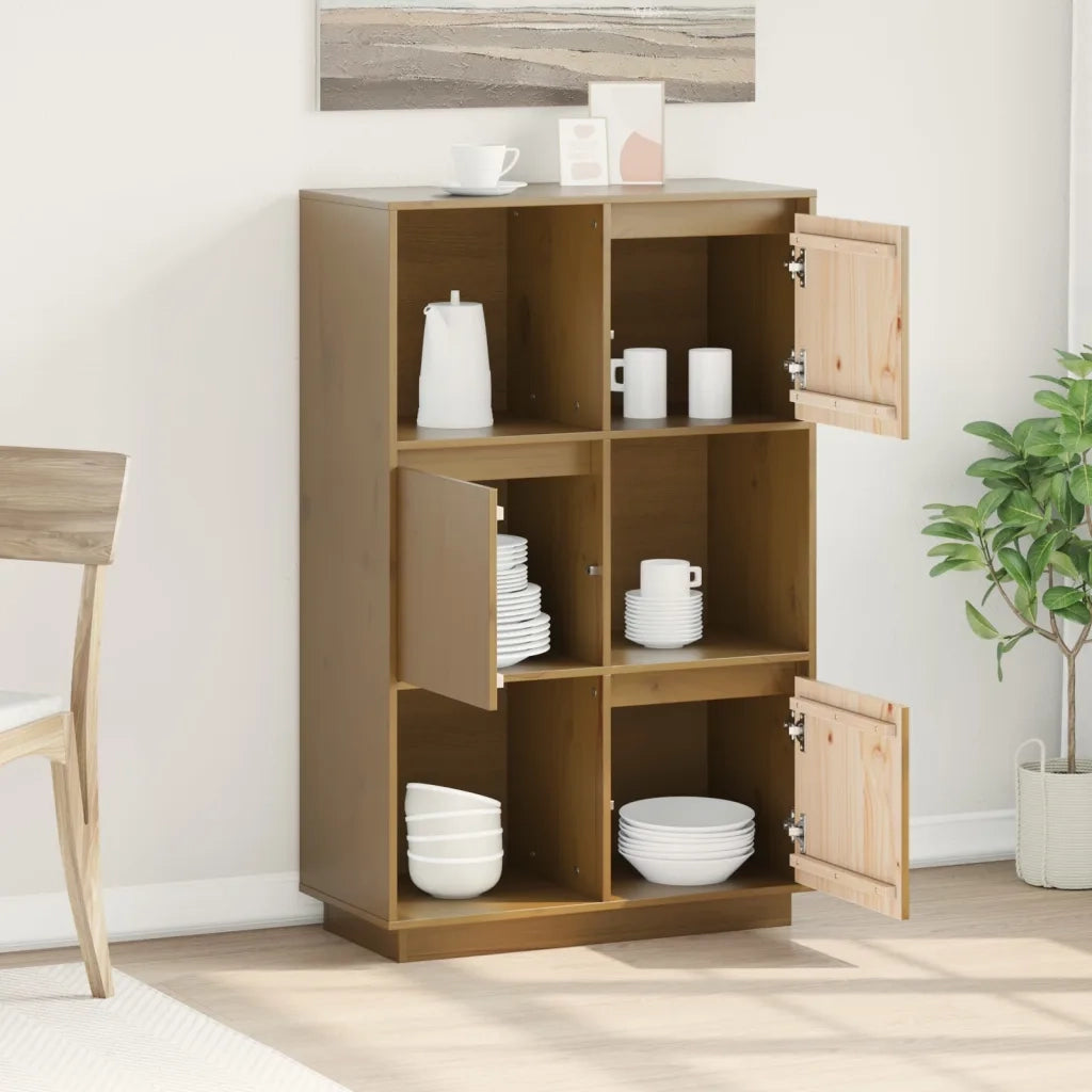 Credenza Miele 74x35x117 cm in Legno Massello di Pino