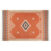 Tappeto Kilim in cotone multicolore 200 x 300 cm con motivo geometrico reversibile e frange Rettangolare Tradizionale
