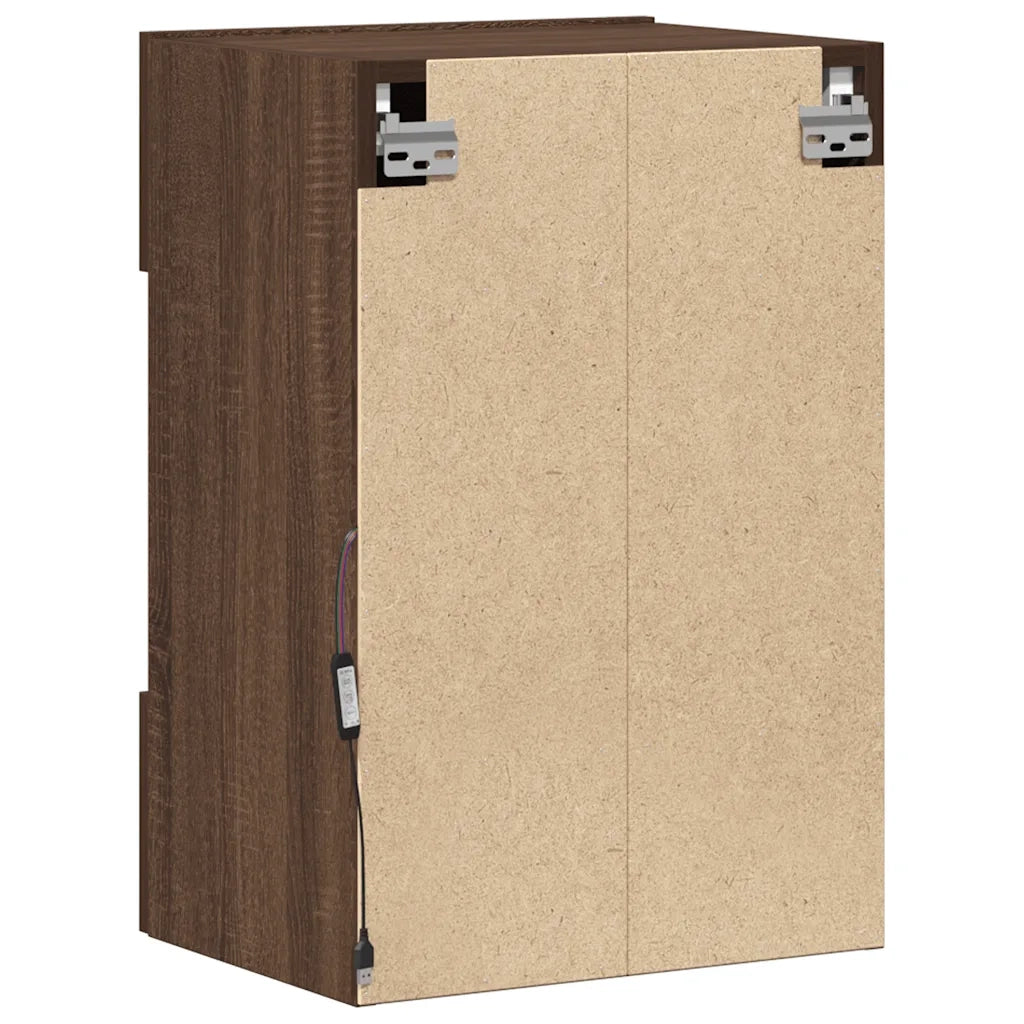 Mobili da parete con luci LED per TV 2pz Rovere Marrone 40x30x60,5cm 837091