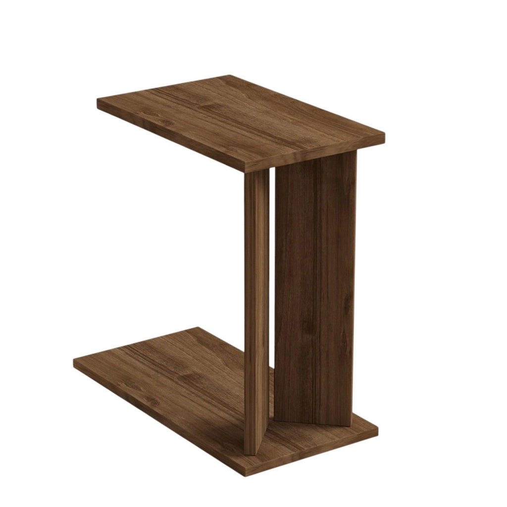 Tavolino in legno "Lun" - 25 x 50 x 48 cm - Marrone