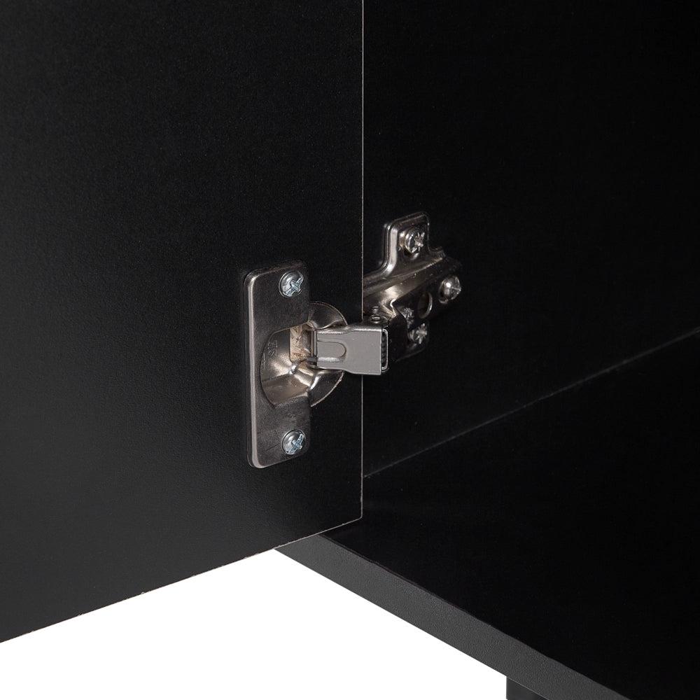 Mobile TV in legno chiaro e gambe in metallo Nero per un massimo di 76 ʺcon 1 cassetto e 2 armadi in stile industriale