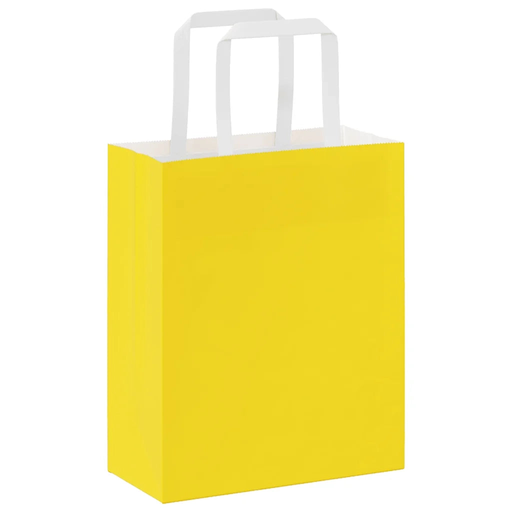 Sacchetti di Carta 50 pz con Manici Gialli 18x8x22 cm