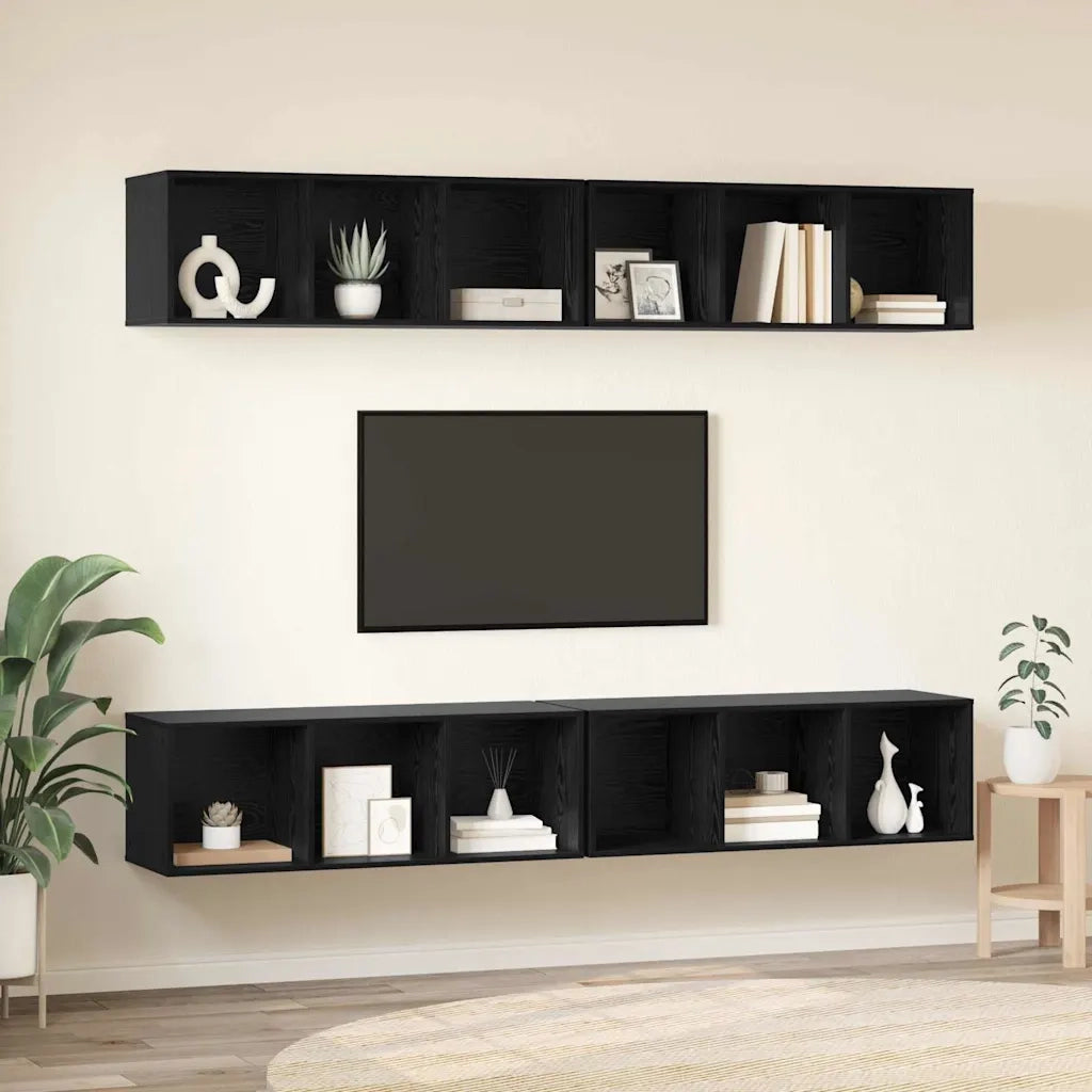 Set mobile TV 4 pcs Rovere Nero 37 x 37 x 107 cm