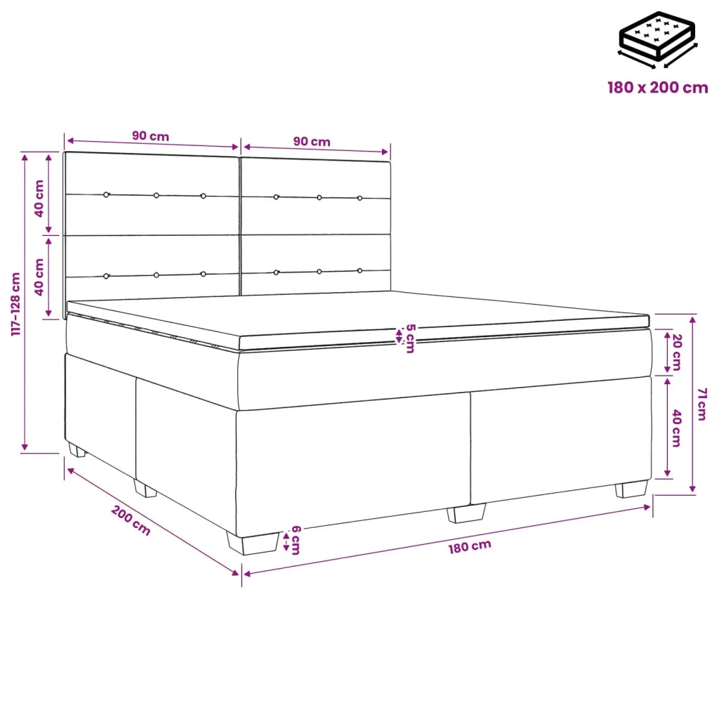 Letto box spring con materasso Crema 180 x 200 cm Tessuto 3453470