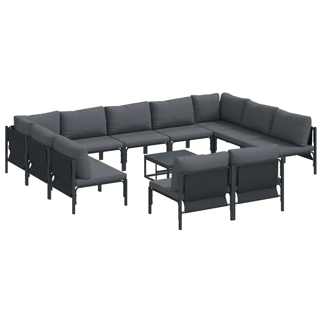 Set Divano da Giardino con cuscino 12 pcs Nero Acciaio 3379019