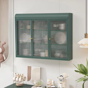 Armadietto Pensile a 3 Ante con Vetro ¨C MINIMAL ¨C Verde Scuro