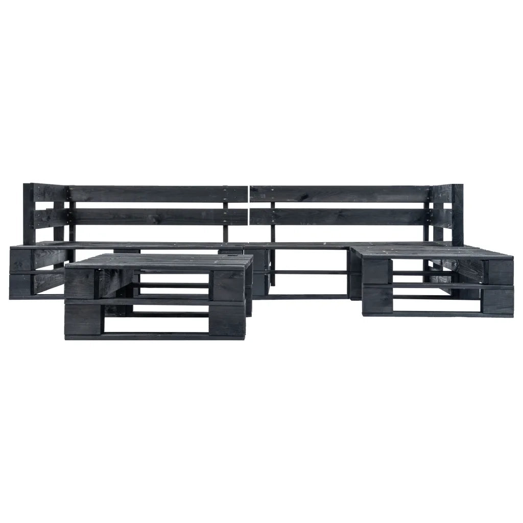 Set Divani da Giardino su Pallet 4 pz con Cuscini Grigi Legno 277426