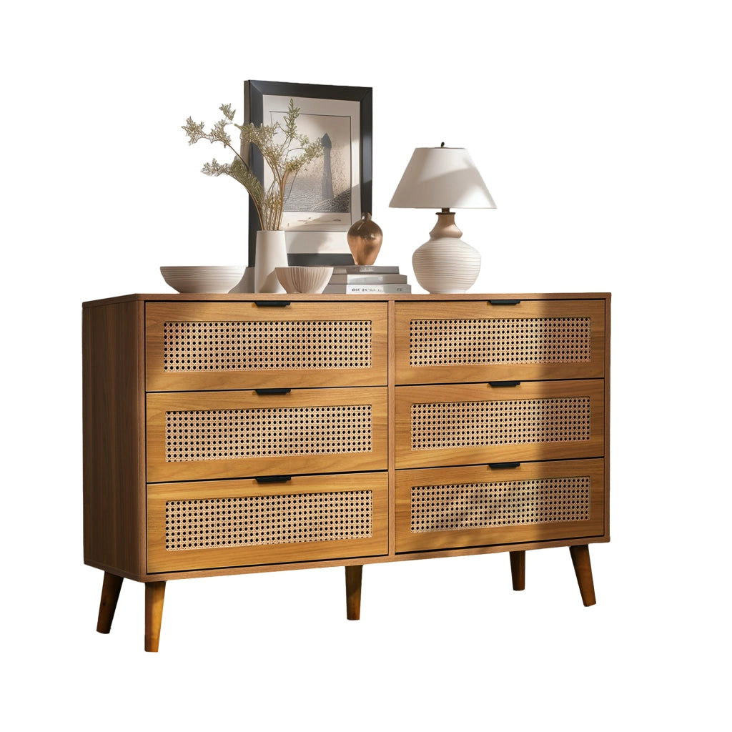 Cassettiera 6 Cassetti con Maniglie in Metallo ¨C MINIMAL ¨C Legno, 120x76.5x40 cm