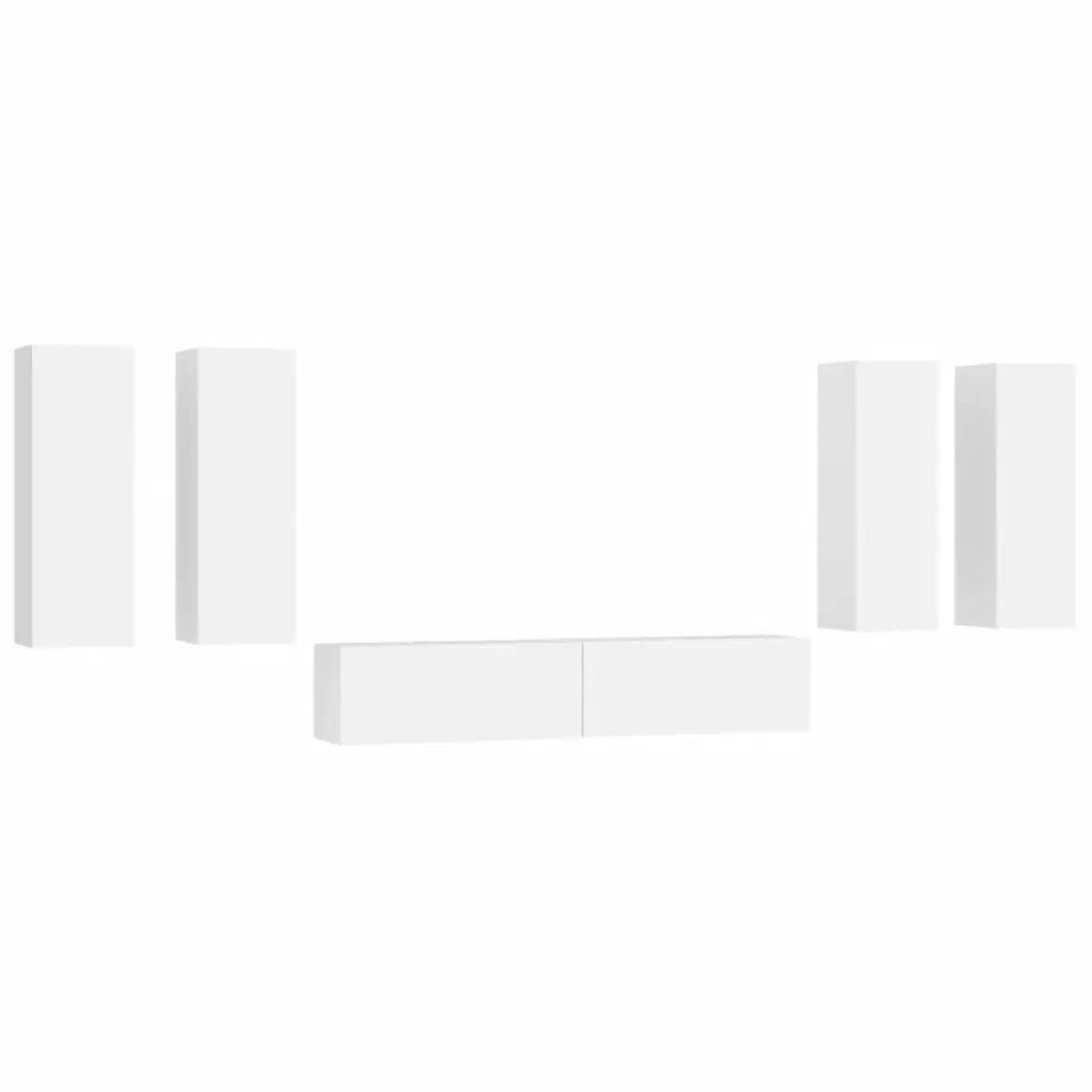 Set di Mobili Porta TV 6 pz Bianco in Legno Multistrato