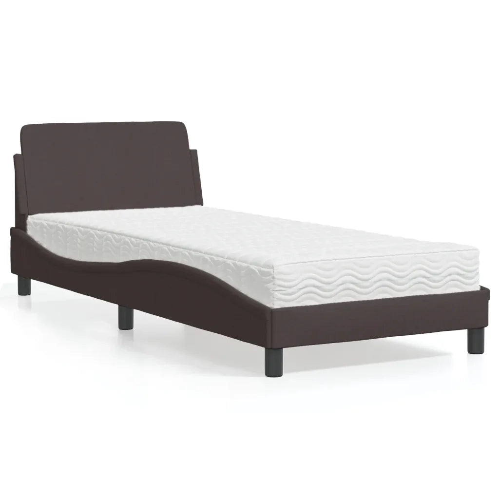Letto con Materasso Dover Marrone Scuro 90x200 cm in Tessuto 3208327