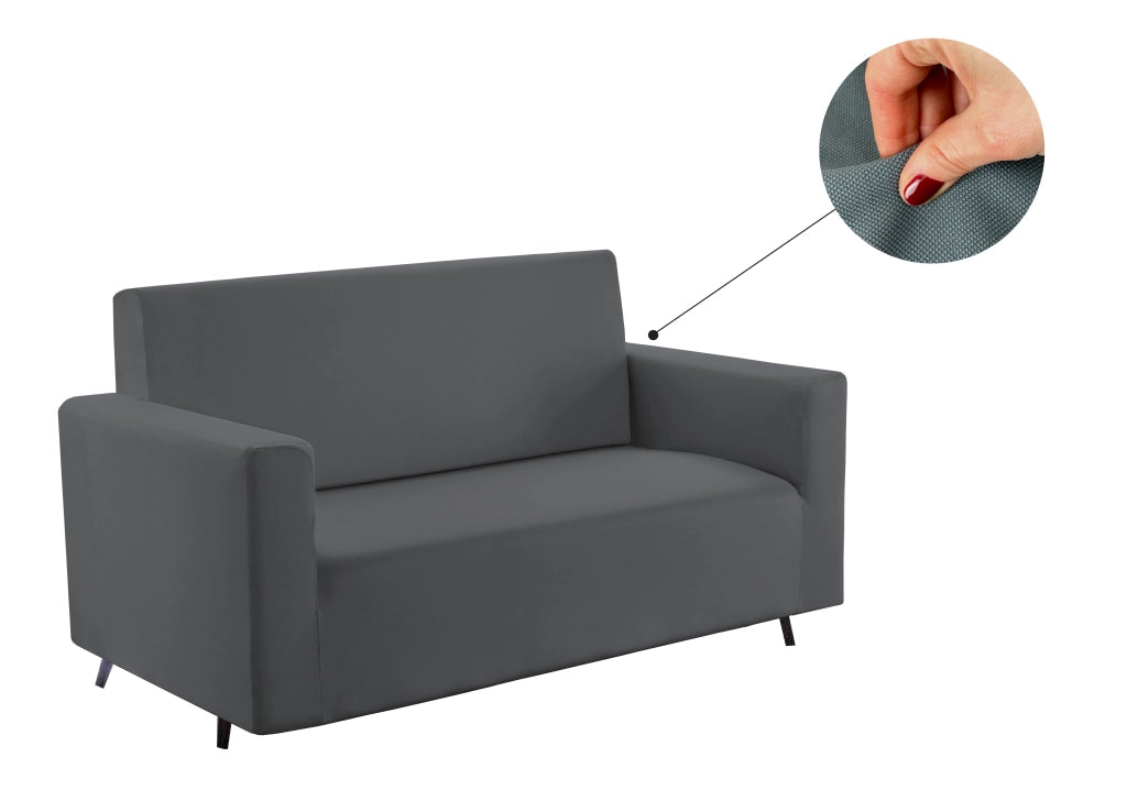 Copridivano Antimacchia Elasticizzato Tinta Unita Modello Magic - 2 Posti - Grigio Scuro