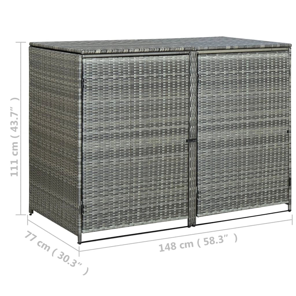 Pensilina per doppio bidone resina intrecciata 148 x 77 x 111 cm antracite 02_0022381