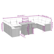 Set Divani da Giardino 11 pz con Cuscini in Polyrattan Grigio