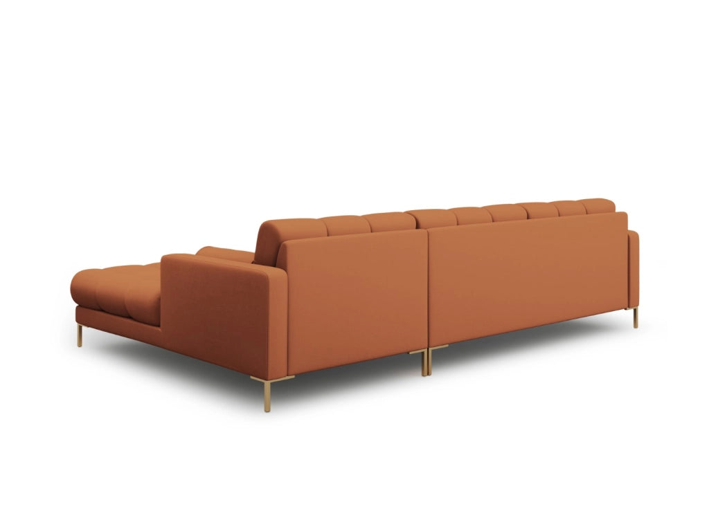 Cosmopolitan Design - Divano angolare destro "Bali" 5 posti in tessuto strutturato mattone 
