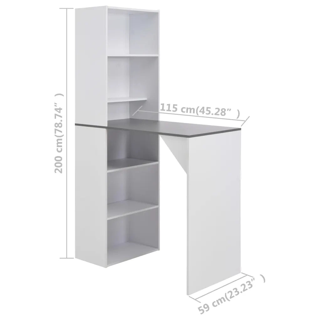 Tavolo da Bar con Mobiletto Bianco 115x59x200 cm 280231